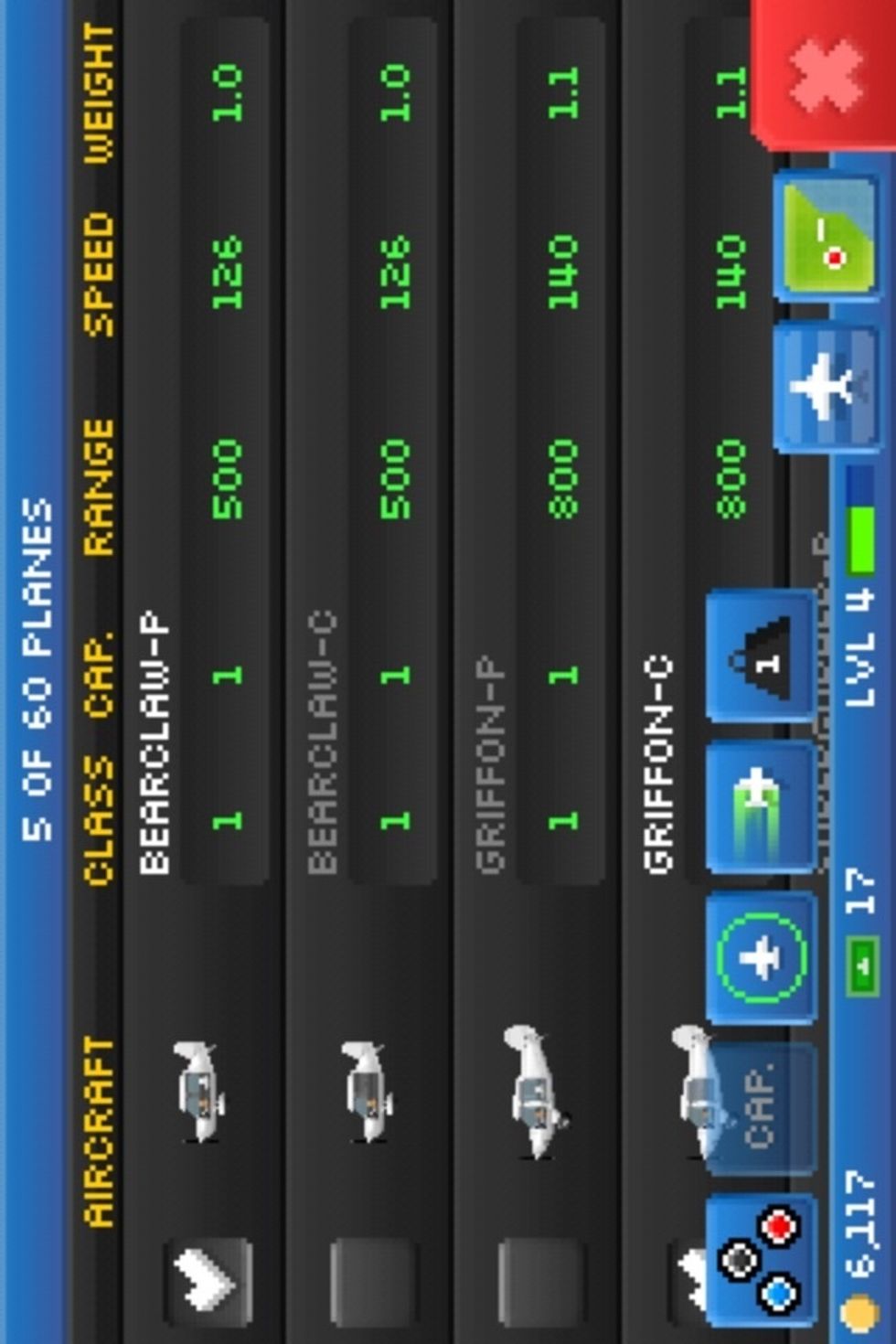 This shows you a catalogue of all the planes you can collect.