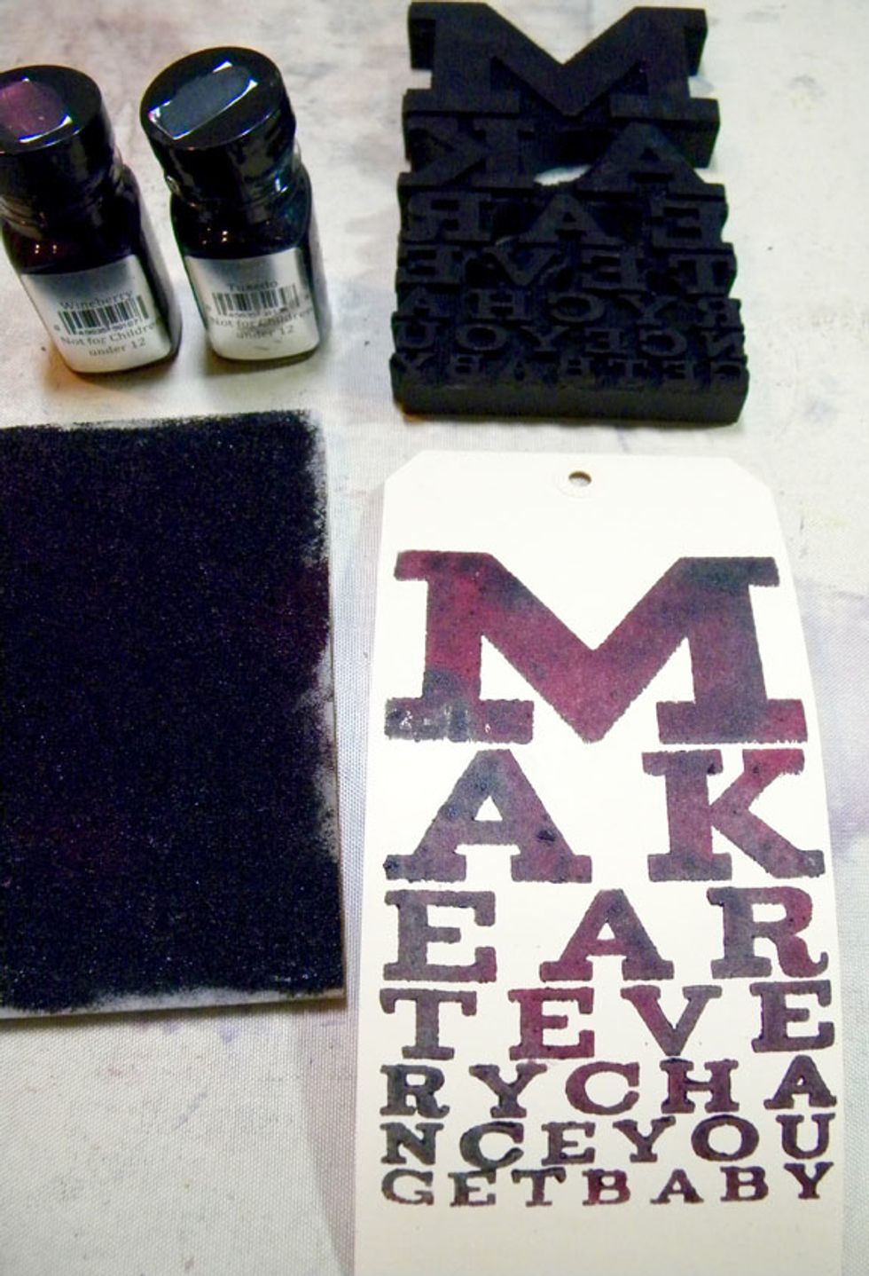 This stamp reads, "Make Art Every Chance You Get Baby". Love the subway look! I got at least 3 more images out of this application!