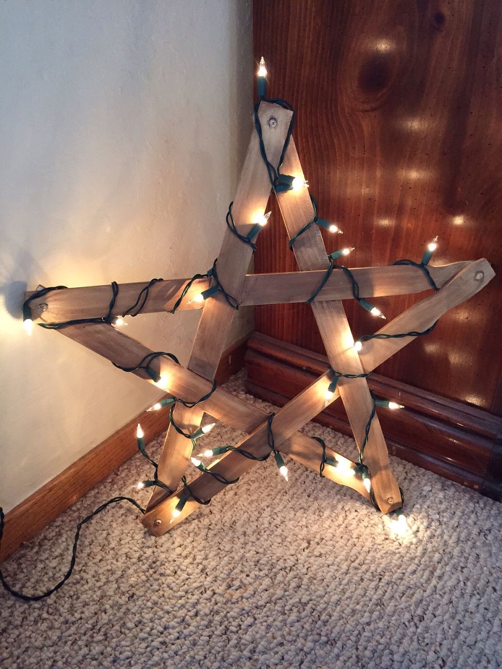 This star I used a strand of 35 lights.