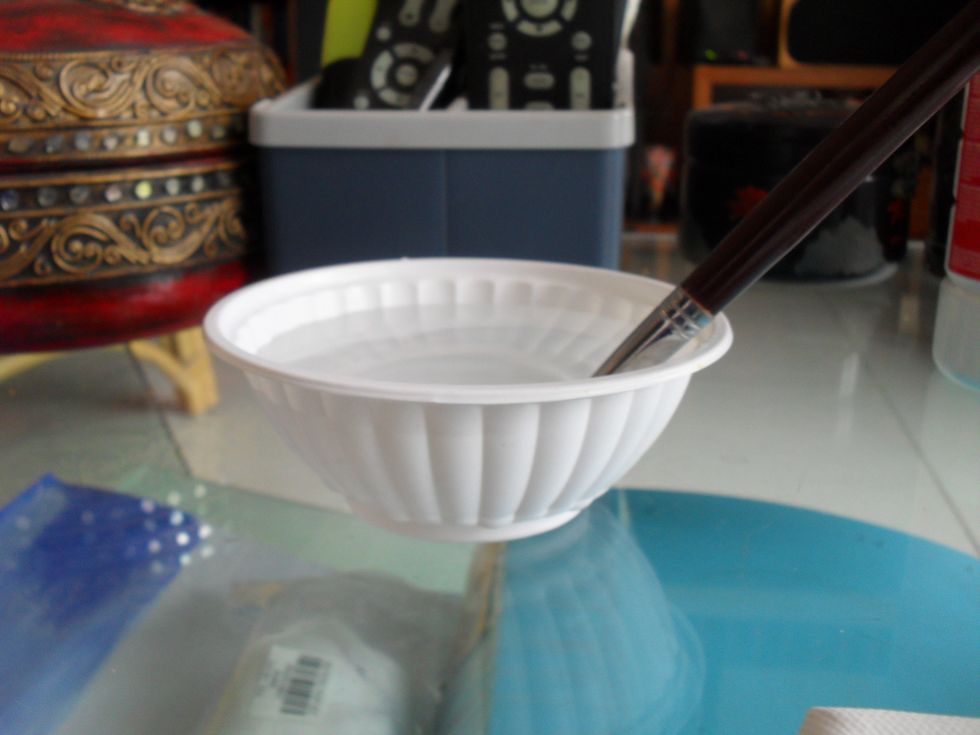 This step is optional, but I choose to first put a light layer of water on my canvas to help it blend better.