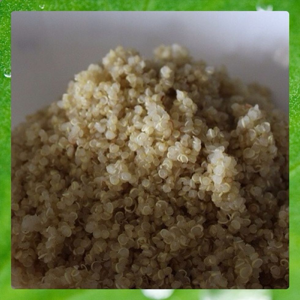This takes about 10 to 15 minutes. You'll know it's done when the water is no longer visible and you see a few holes in the bed of quinoa. Set aside cooked quinoa.