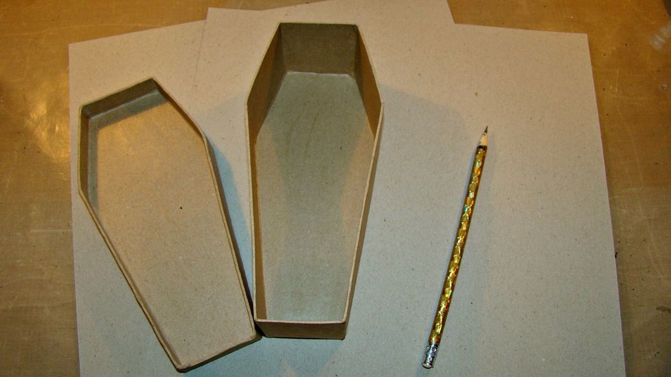 This tutorial is basically for the coffin but the first few steps show how I created the foundation for my mini album to fit inside.