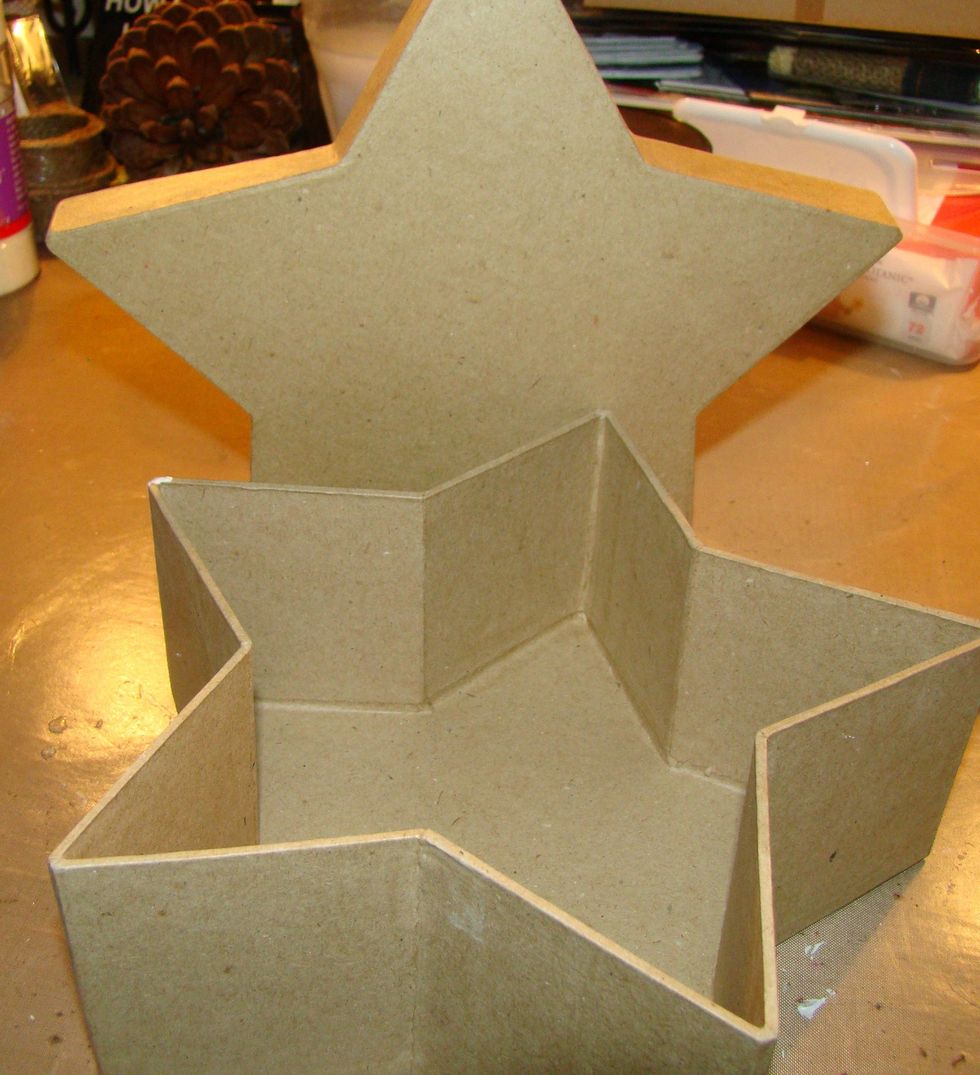 This tutorial is basically for the UTEE embellishments but I will also give you a few pics of decorating the box first. This is a paper mache box that cost $3.99 at Hobby Lobby .