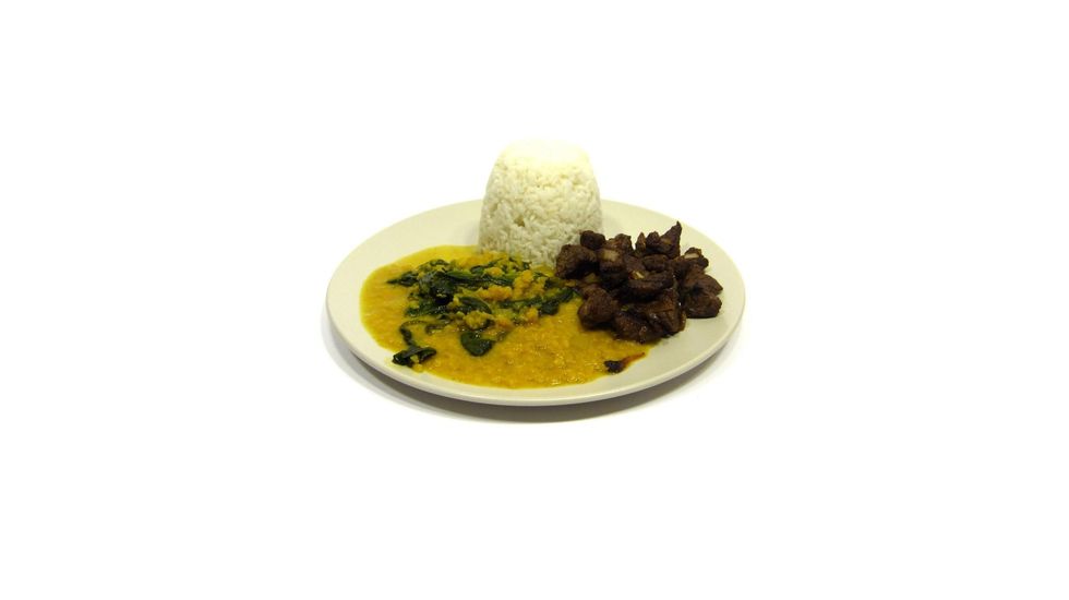 This version added 1/2 cup of coconut milk. See how creamy it is? Served with rice and some stir fried beef it is fantastic. Can you find better recipe that packs so much protein and health?