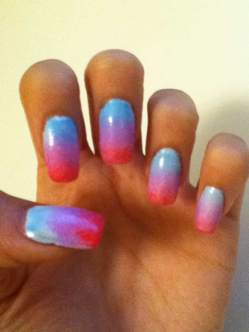 This was a couple weeks ago with blue, purple, and pink. As you can see I'm obsessed with ombr\u00e9!