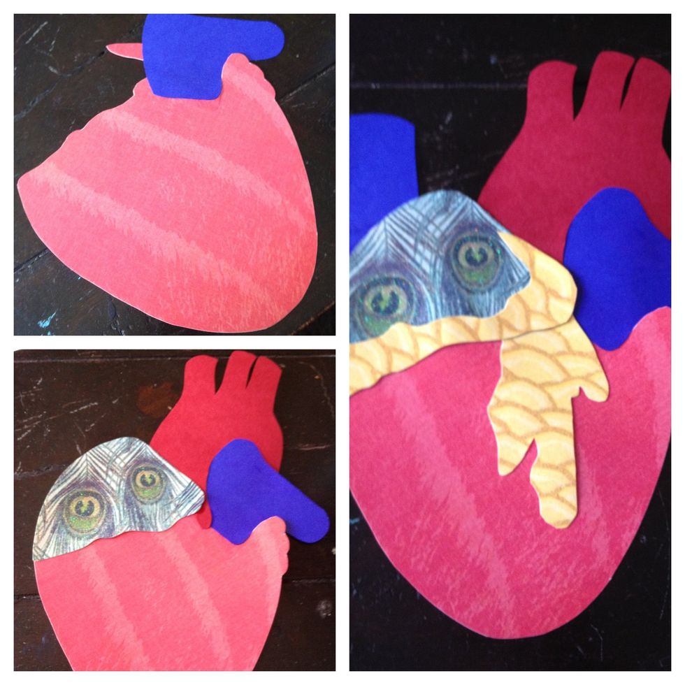 this was MY process for gluing, yours may vary. and then the final heart product.