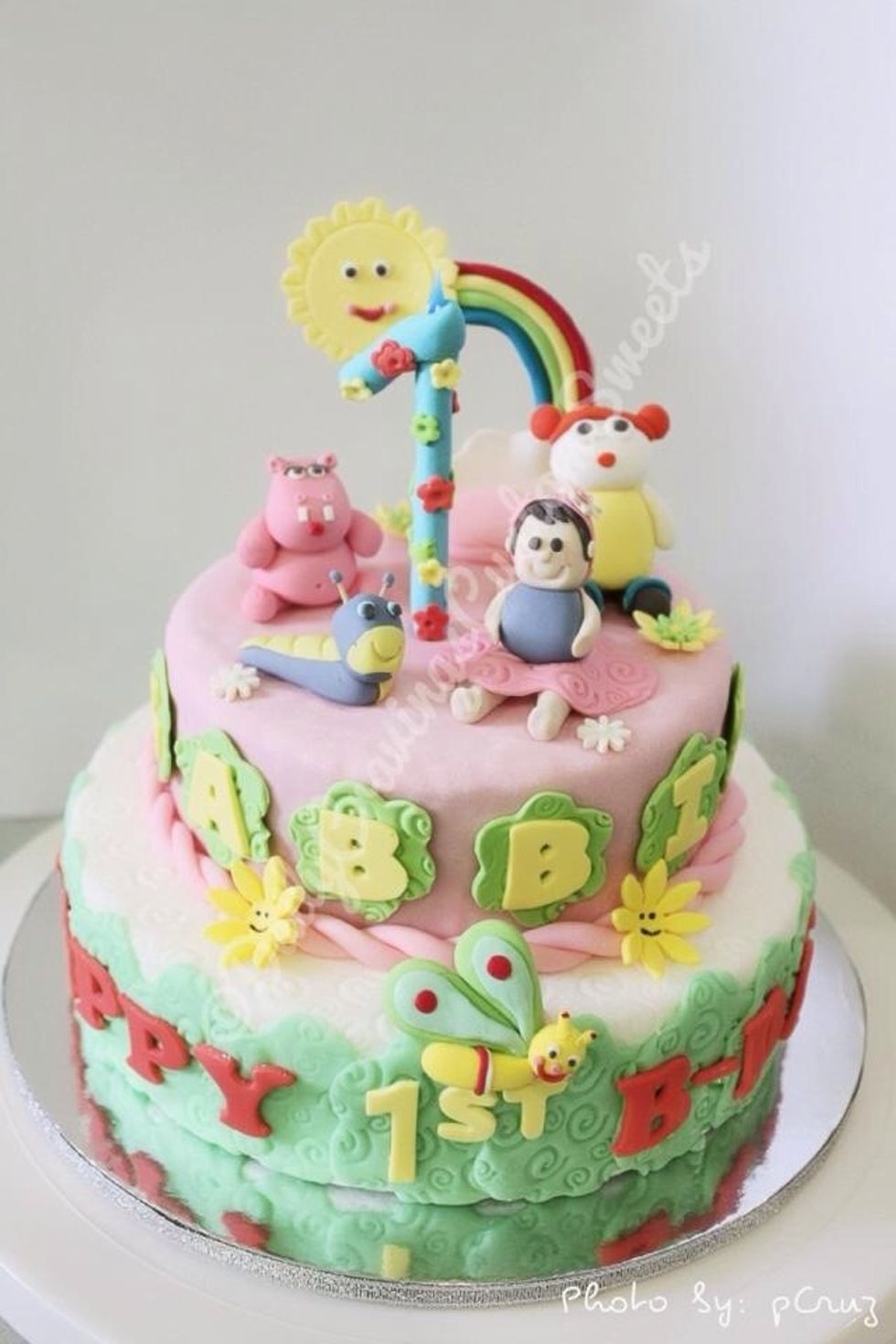 This was the cake I made for my client! :) \u2022Baby TV Theme Cake\u2022