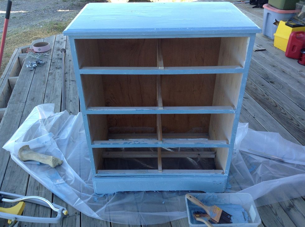 This was the first coat I didn't have a paint roller so I had to improvise!