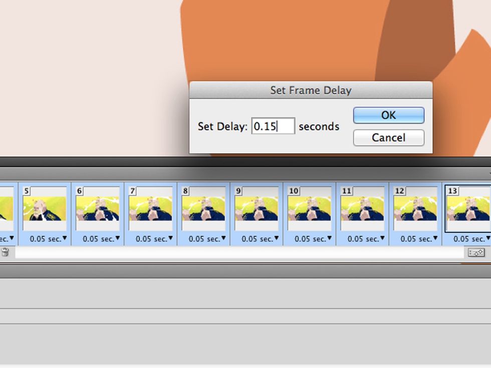 This will determine how long we see each frame. Usually somewhere between 0.10 and .20 is a the sweet spot. Play around with it and choose a speed that looks good with your clip. Click OK when done.