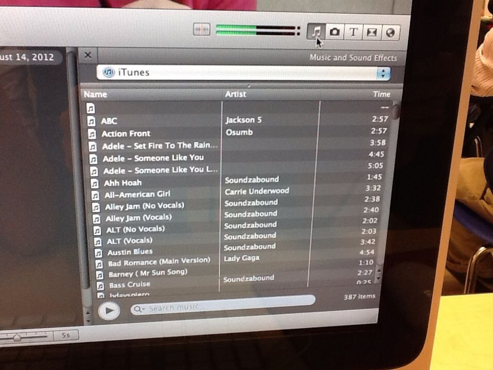 This will show up and you can choose your music.