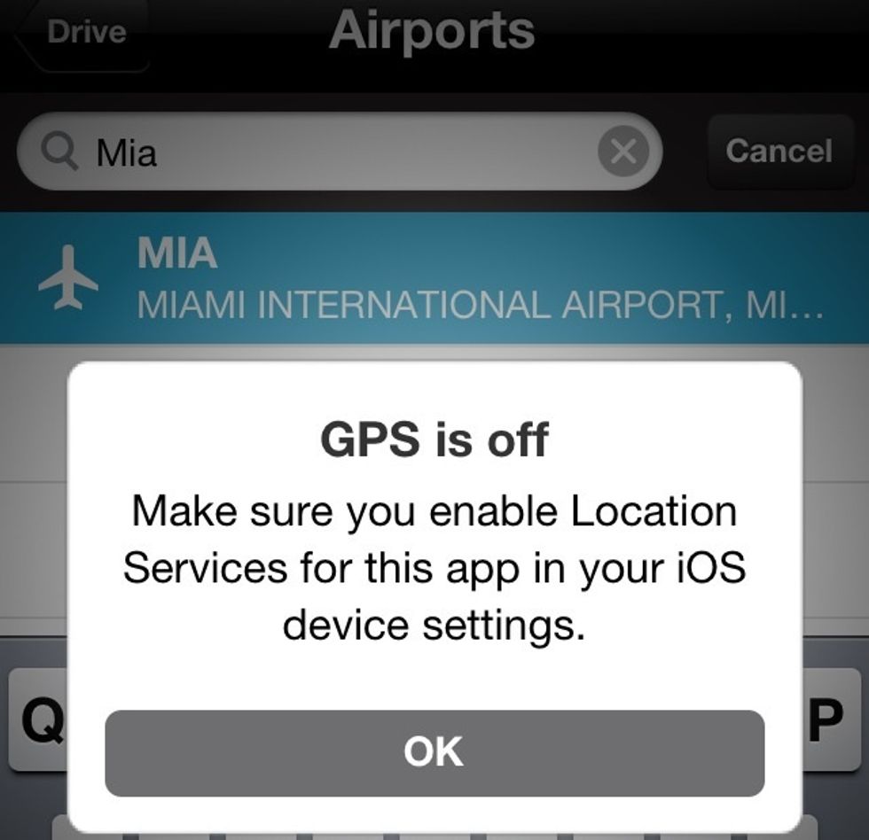 This will show up if your location is turned off in your settings on your device. If you get this message, go to home screen and click settings and look for location. Once found, slide to on.
