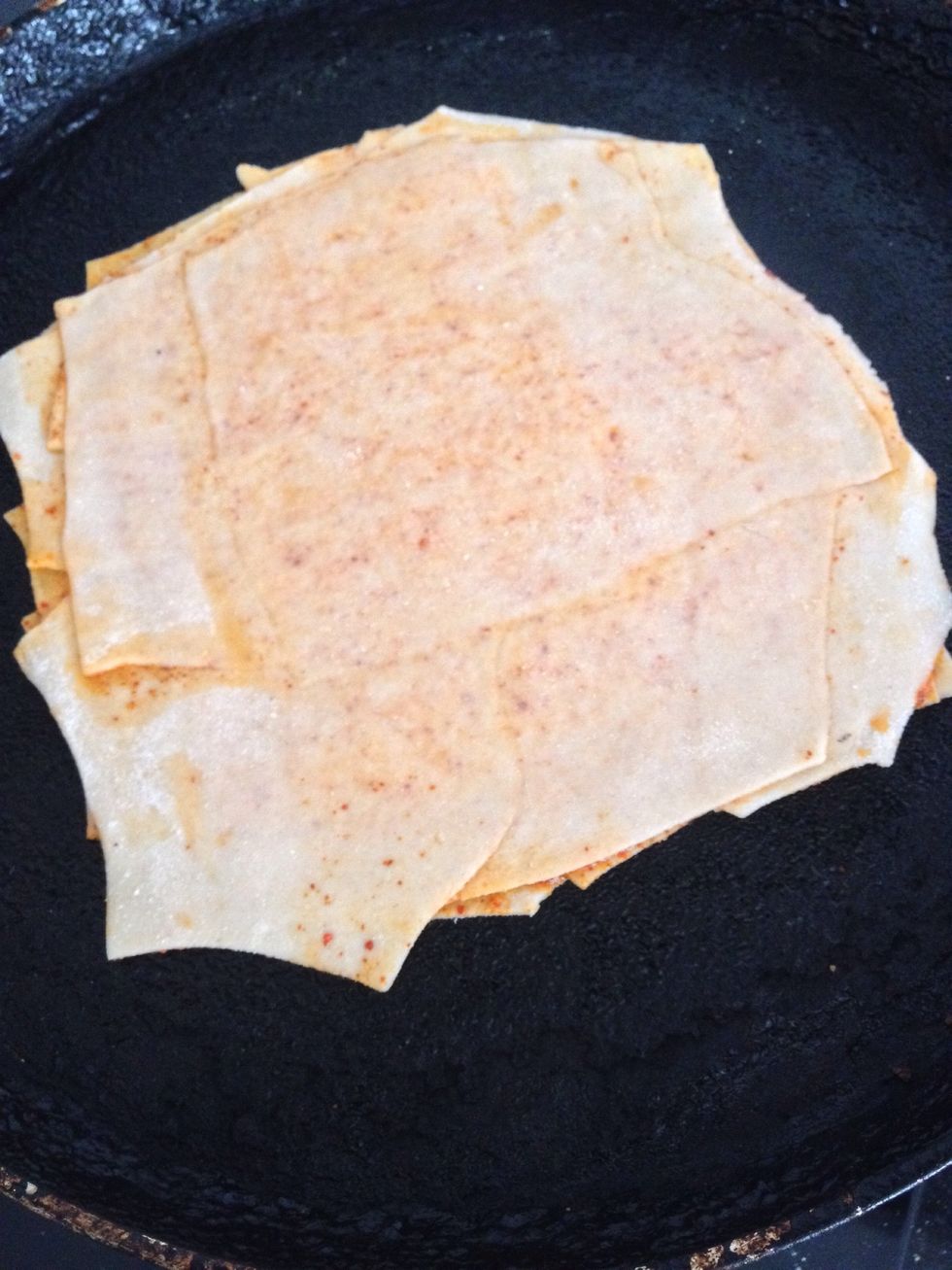 This wont be exactly round but quite likely square shaped. Put it on non stick pan which is at medium heat