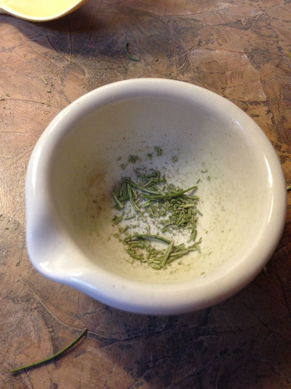 This works fine for dried Rosemary. If you pick it fresh, snip into small pieces with kitchen shears.