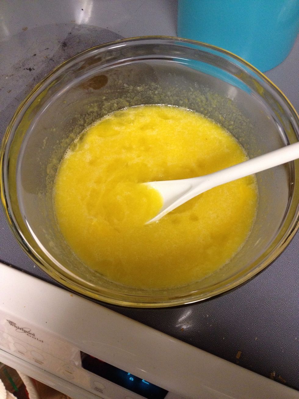 Thoroughly mix sugar, oil and eggs. (I prefer applesauce to oil but both work).
