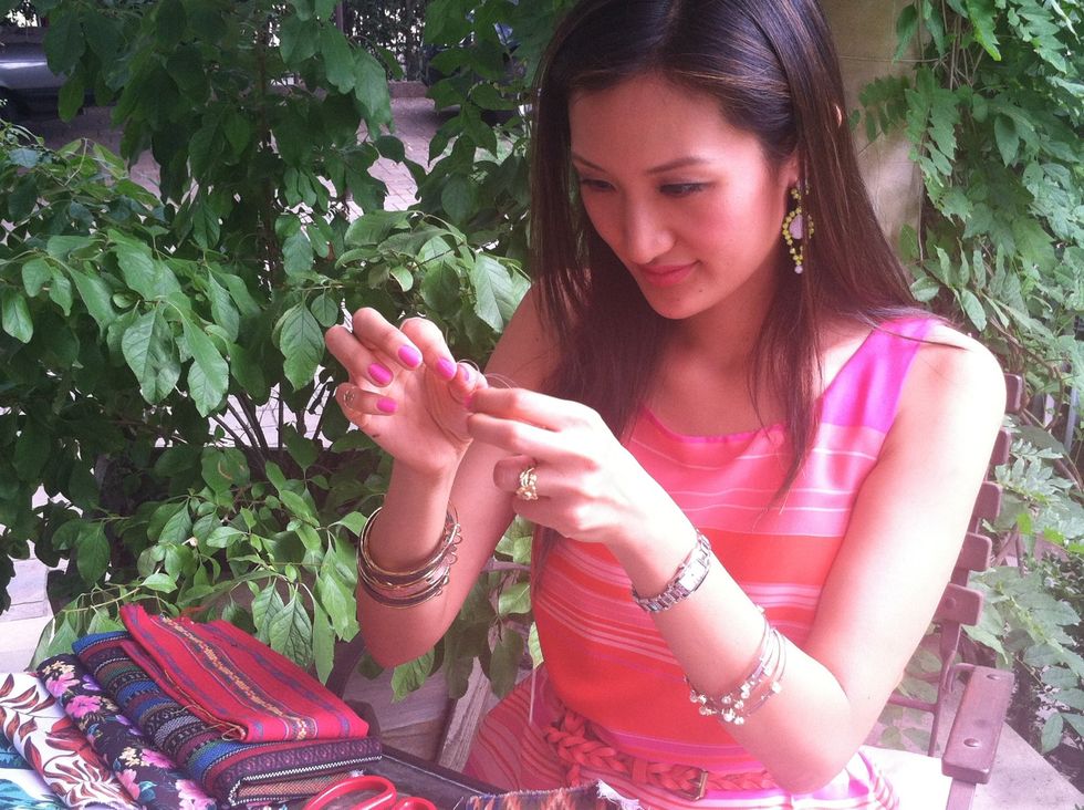 Thread the fishline through the needle