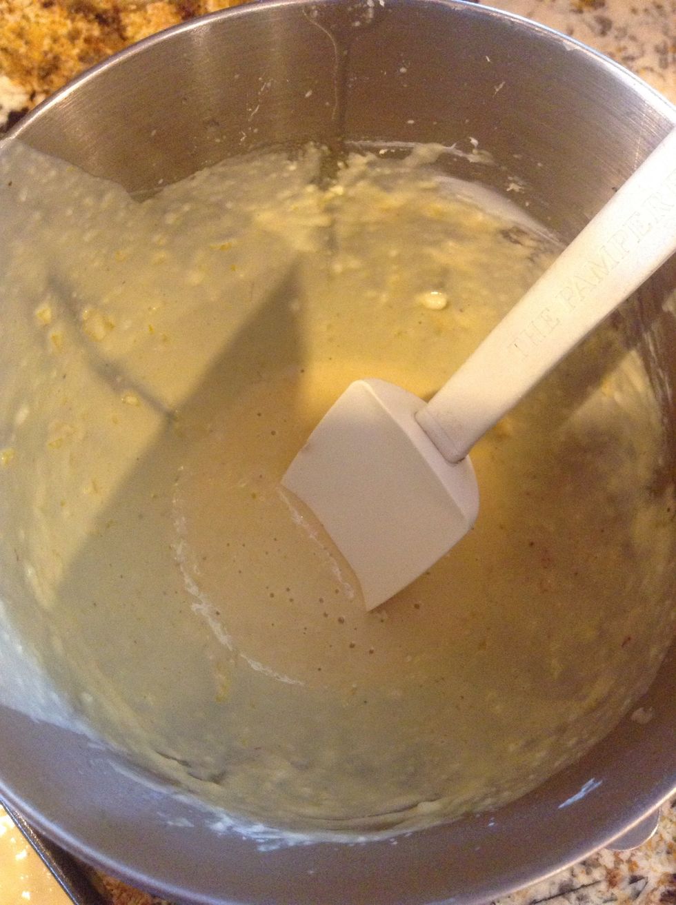 Throw all your wet ingredients in a bowl, along with the lemon zest, beat it! Then mix in your dry ingredients :)