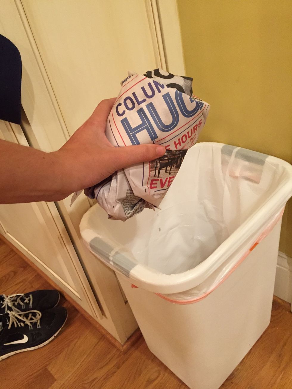 Throw away your newspaper and latex gloves, wash your knife and put it away, and put away your Sharpie marker.