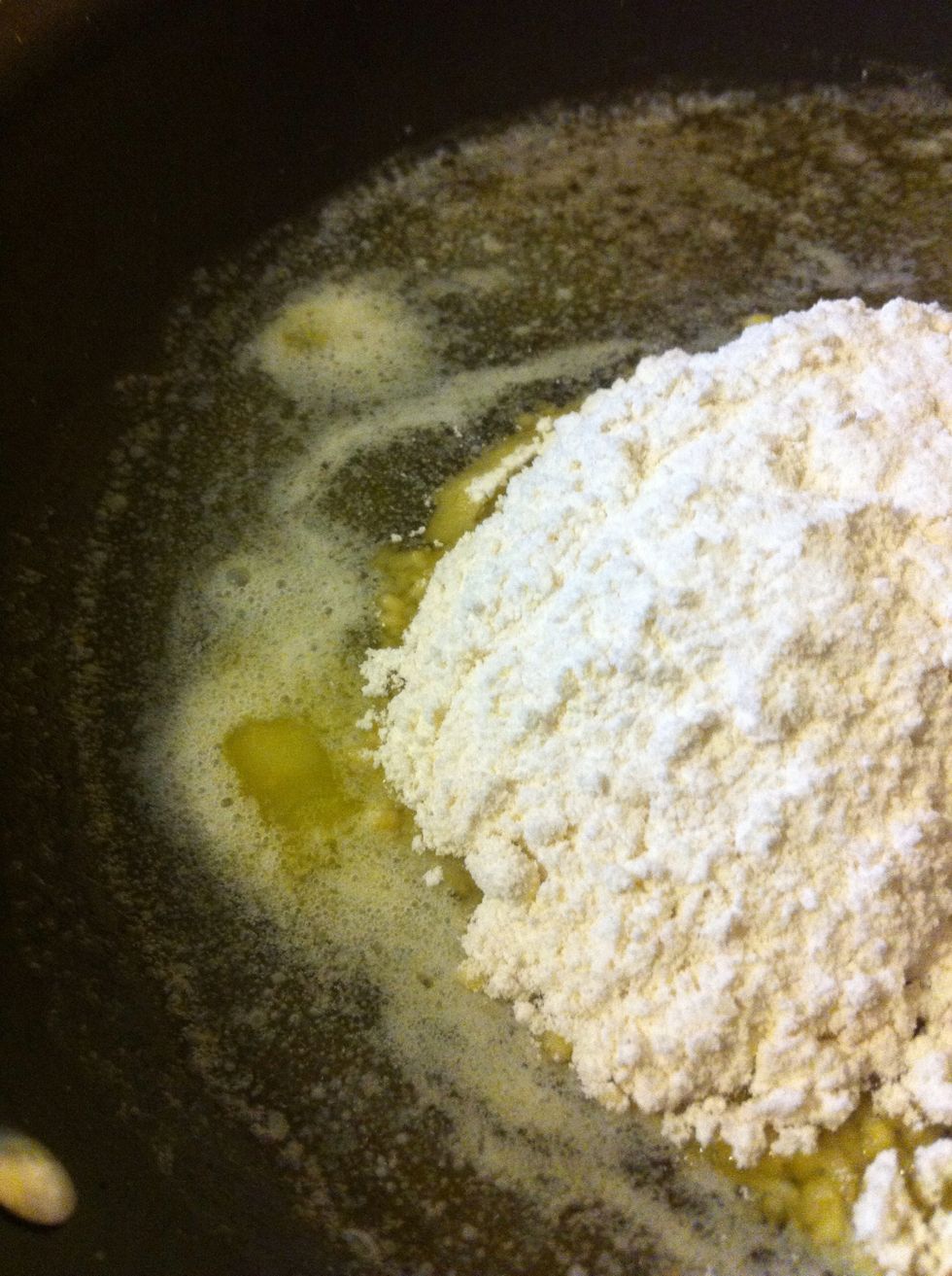 Throw in 25g - 50g flour. Enough to soak up te butter and make it ....