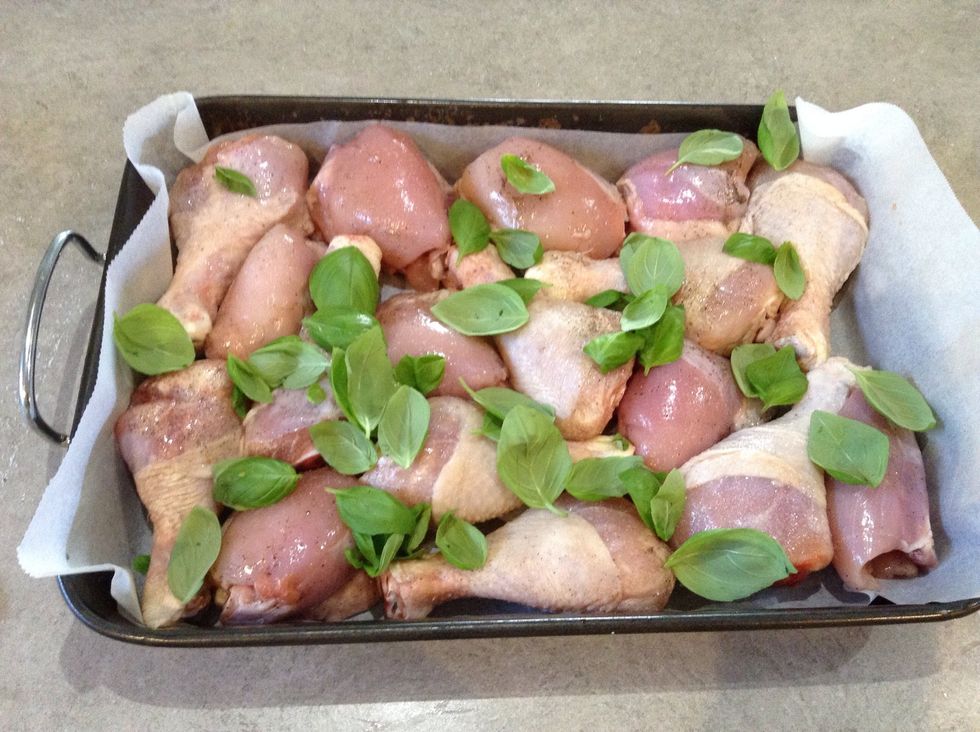 Throw in all the basil leaves and stalks