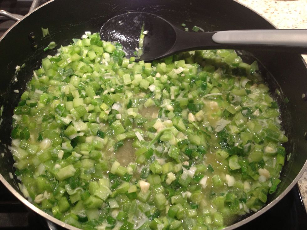 Throw in your chopped vegetables and saut\u00e9 until just tender.