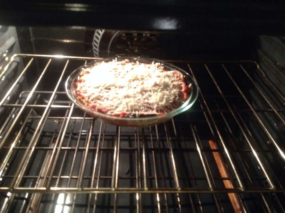 Throw into the still heated oven and bake for 15-20 minutes or until golden brown and bubbly on top.