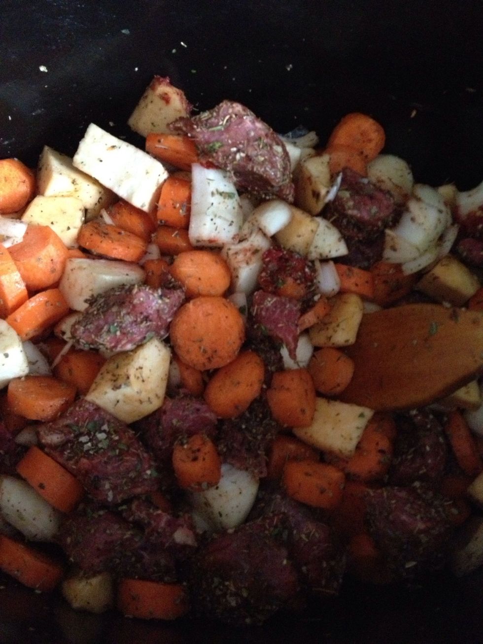 Throw it in the pot and mix that baby up !