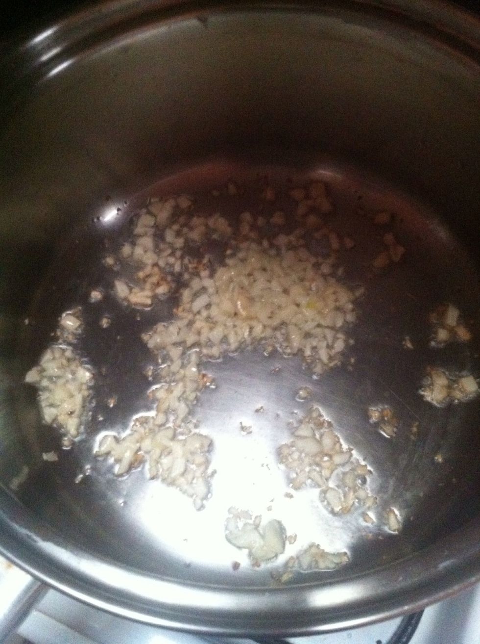 Throw the garlic make sure it turns golden brown. I love the smell of it actually! *sniff sniff* \u263a\ufe0f