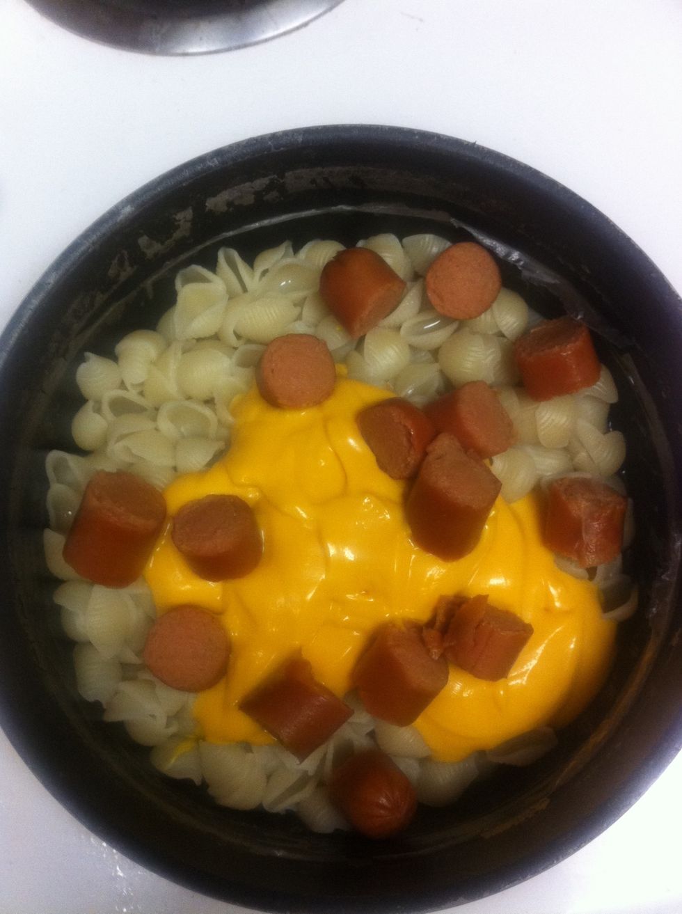 Throw the hotdogs in.