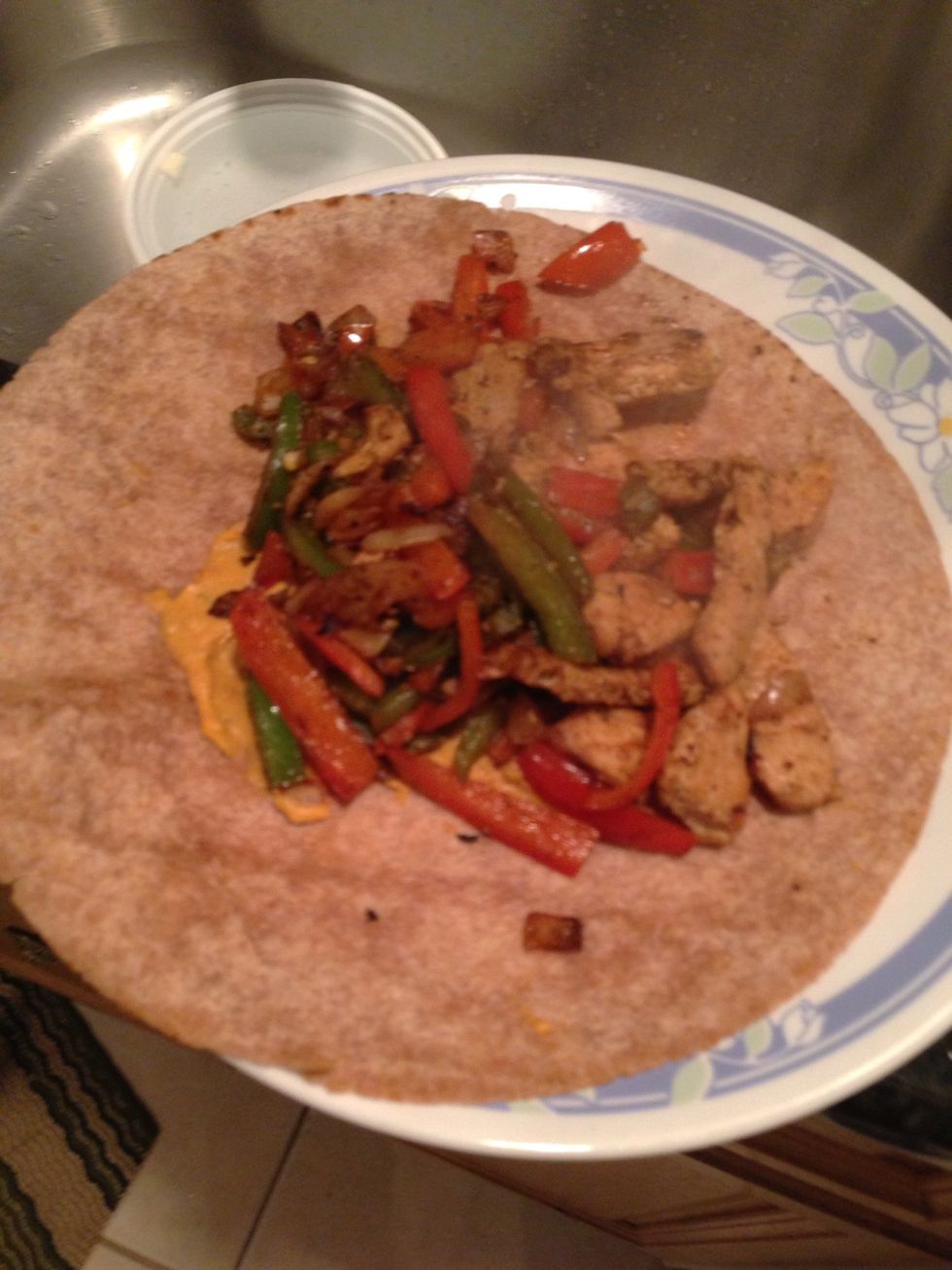 Throw yo' chicken and veggies into that shit and wrap that bitch up