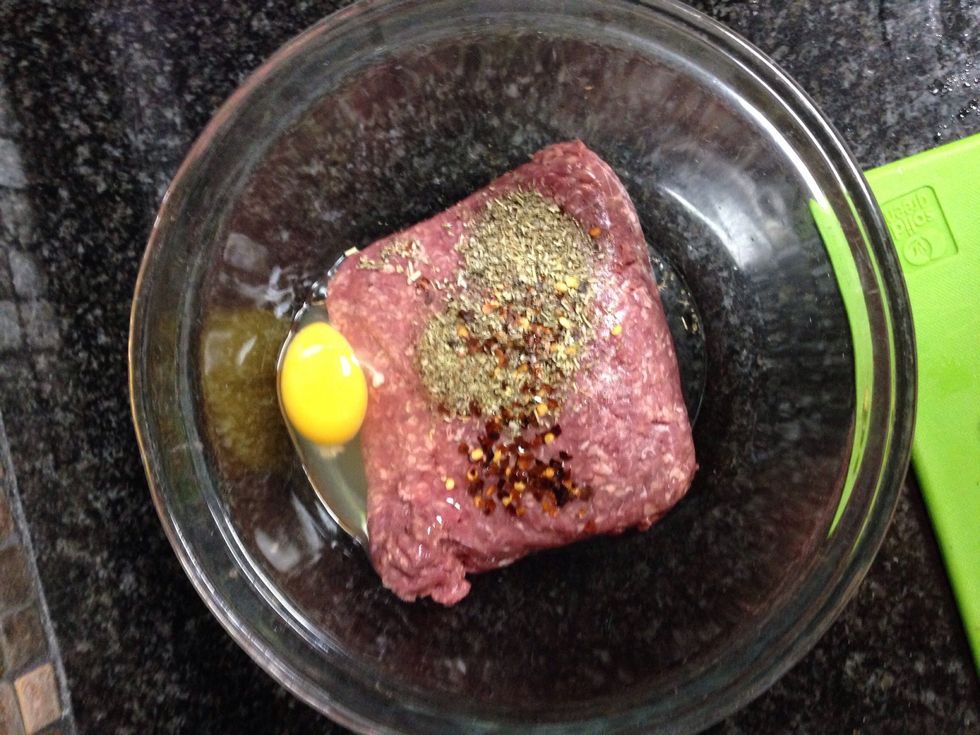 Thyme, Oregano, Salt, Pepper and one egg