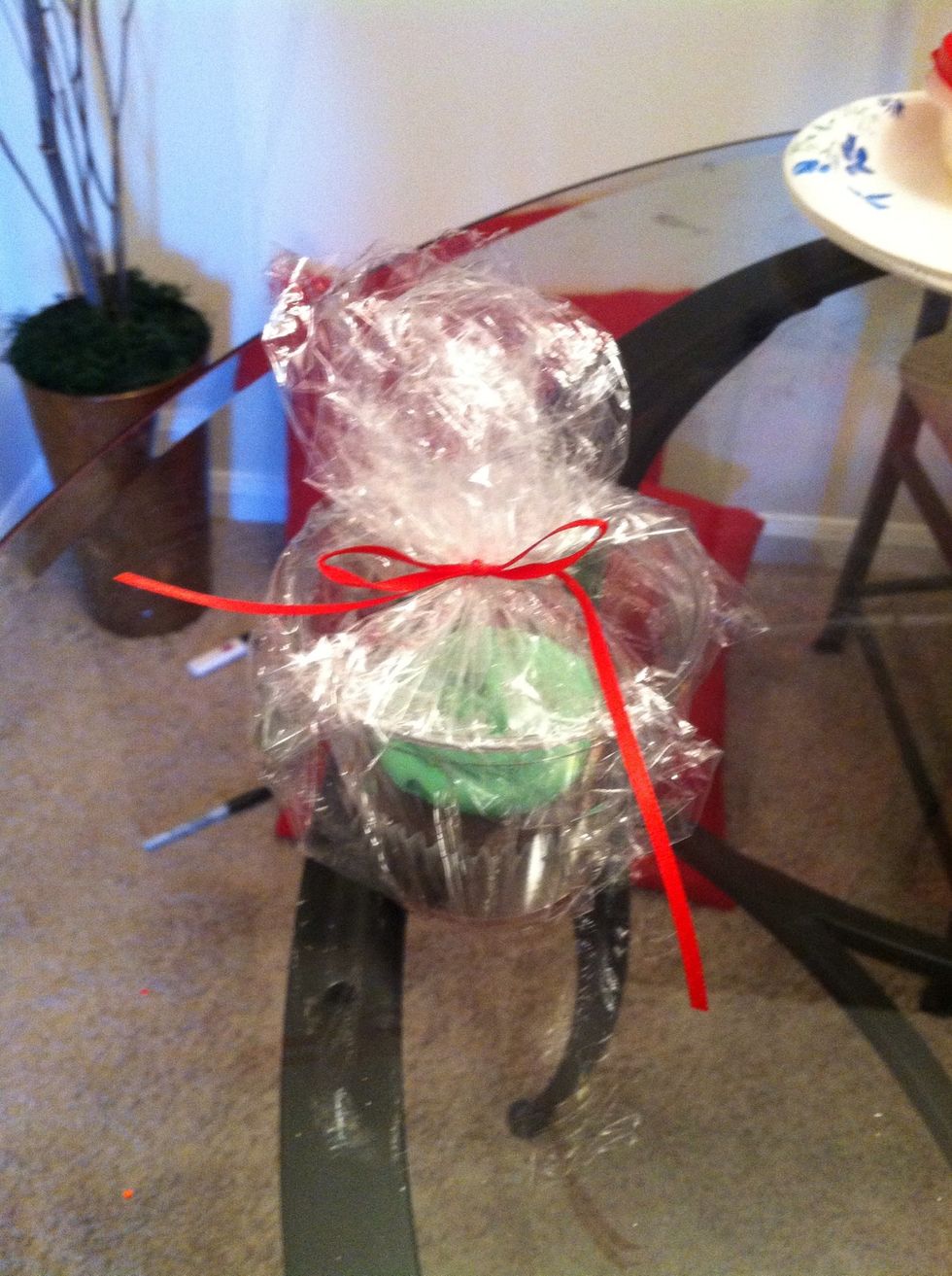 Tie a bow around the top.