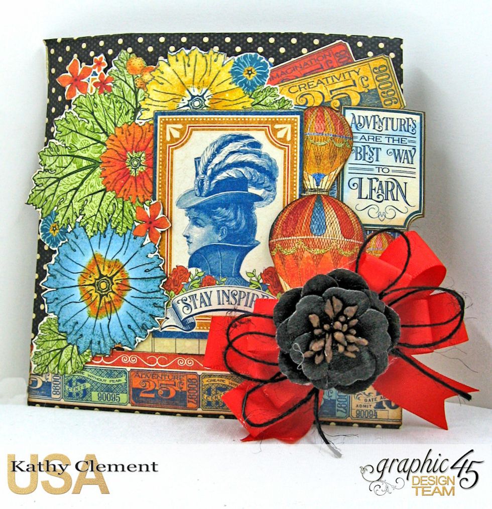 Tie a bow with red taffeta and glue into corner. Add burlap string bow and black Petaloo flower. Fill the inside with a homemade treat, or a packaged treat, ephemera card and gift card. Done!