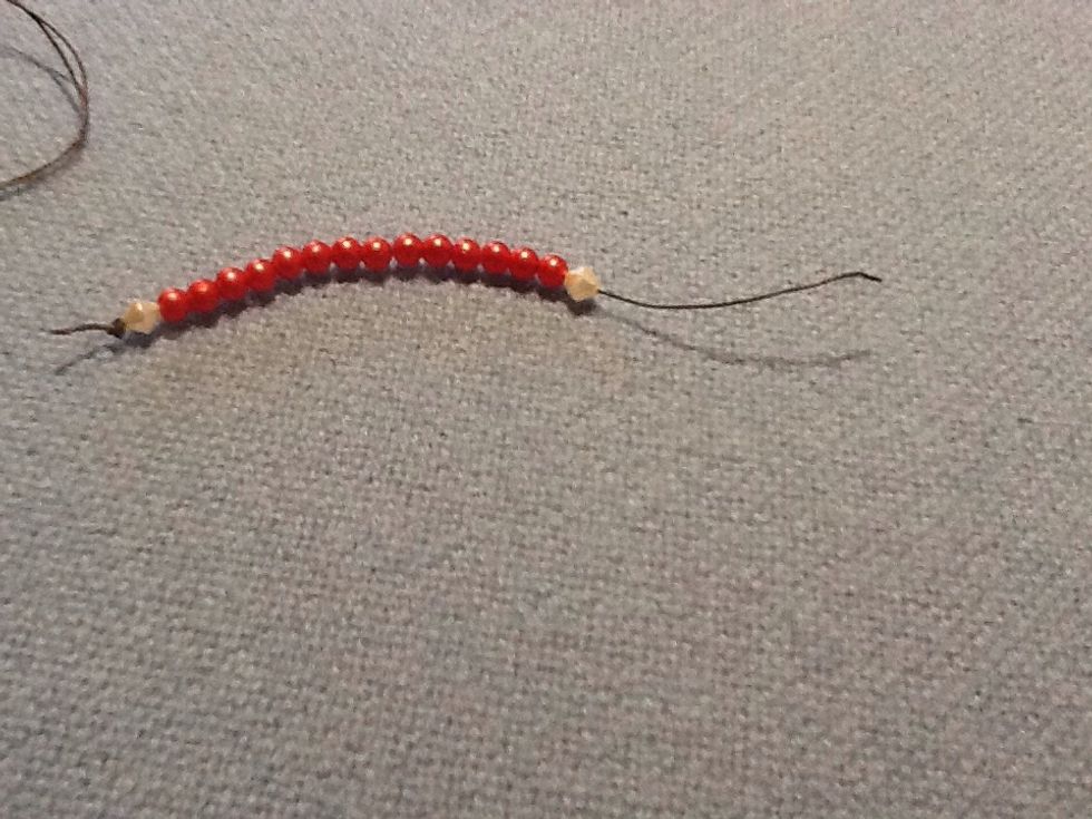 Tie a knot then Put on hand and arm pearls