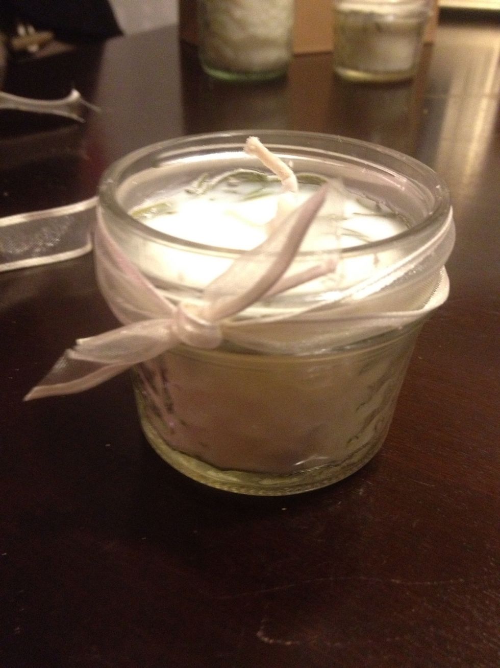 Tie a ribbon around the lip of the jar.