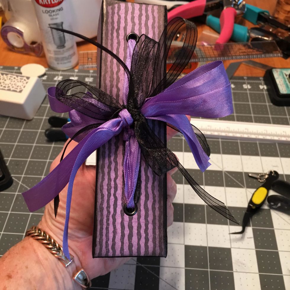Tie all the ribbons together into bows.