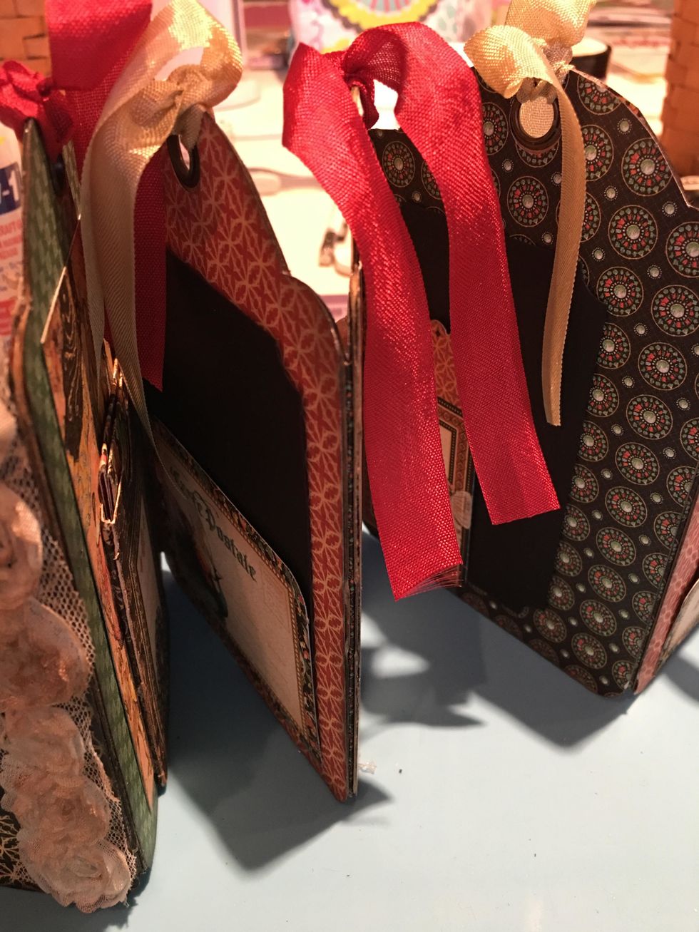 Tie assorted ribbons and lace into the holes of each tag.