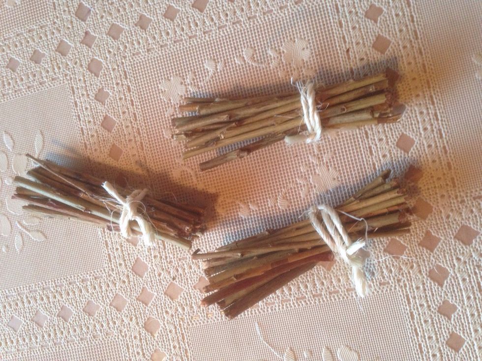 Tie bundles tightly together, set aside.