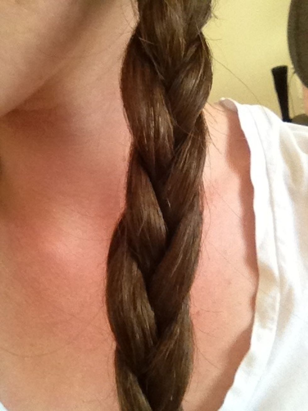 Tie it off at the end. You can make the braid loose like this...