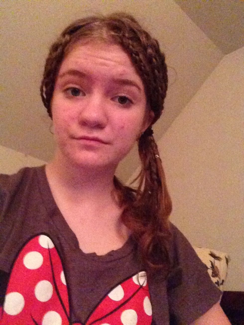 Tie it up with a hair tie to ensure braids will stay in and keep out of your face