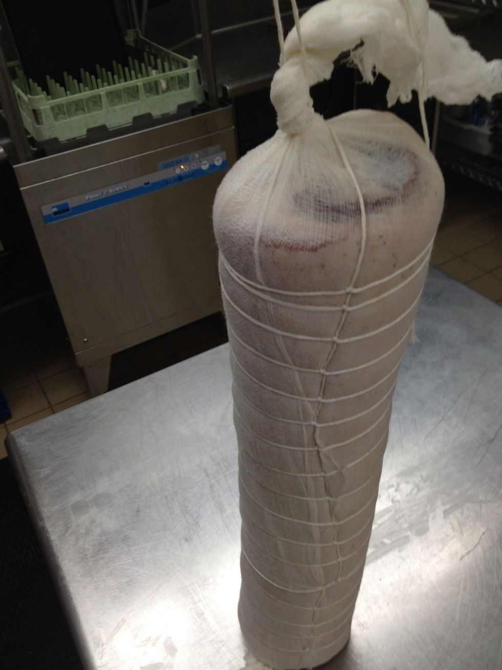 Tie off the end and leave enough string for hanging