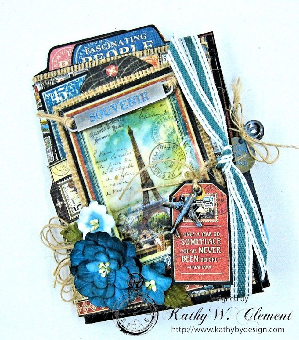 Tie the folder together with ribbon & it's ready to go! The small size makes it easy to pack in a suitcase or carry on. I hope you'll have as much fun making this as I did. Go get your craft on!