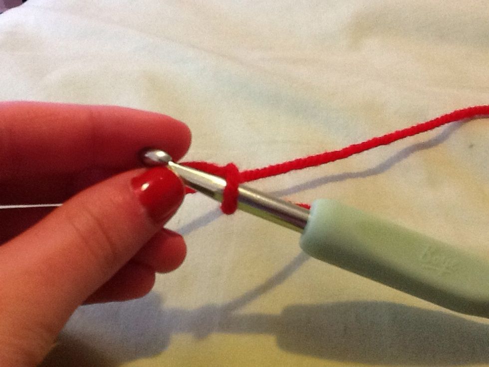 Tie thread to crochet hook