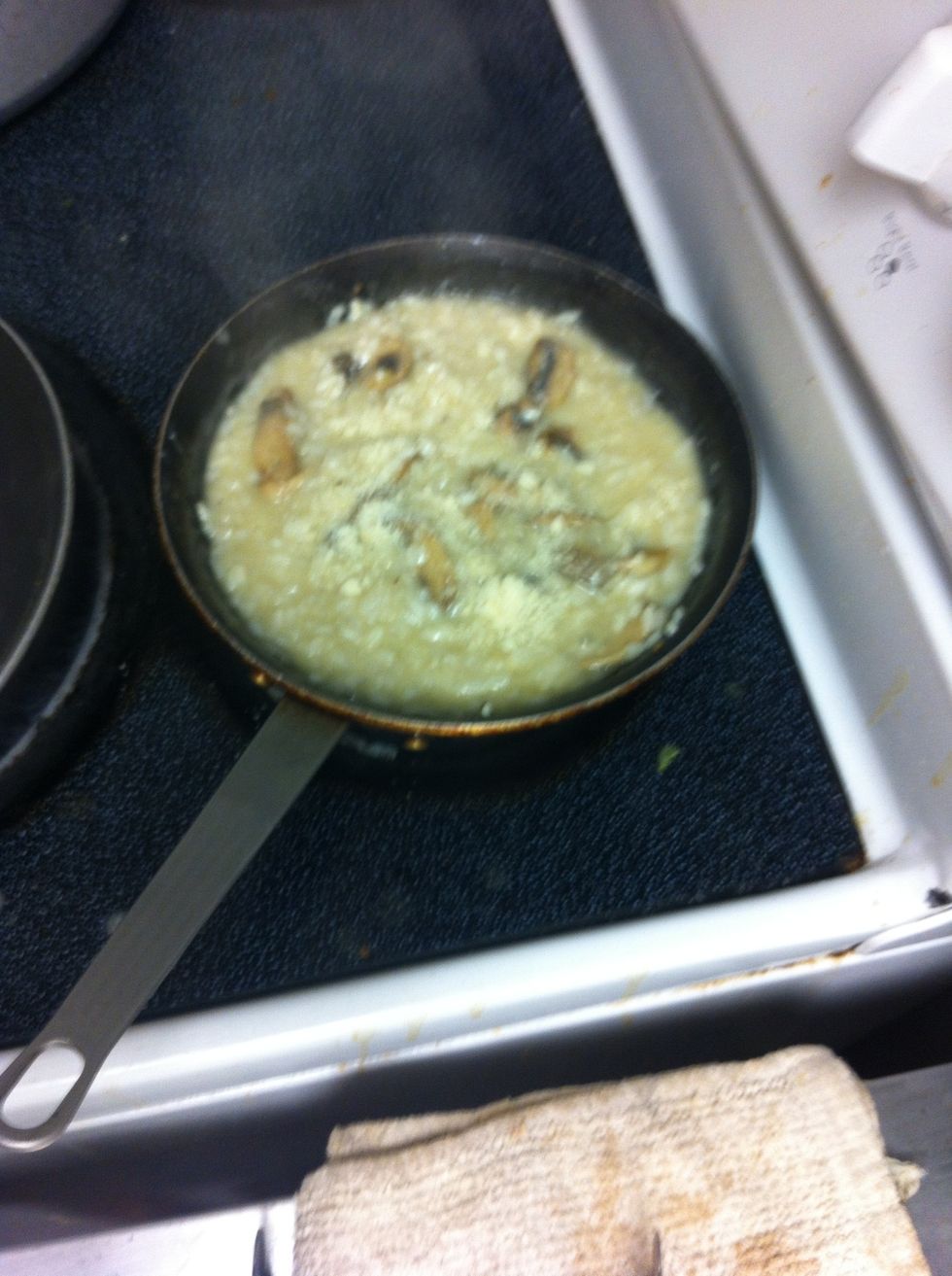 Tighten up mixture with sprinkle of Parmesan.