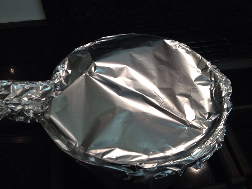 Tightly wrap the colander in tin foil to trap in all of the steam and allow the simmering water beneath to steam the veg. Leave for about 3 mins