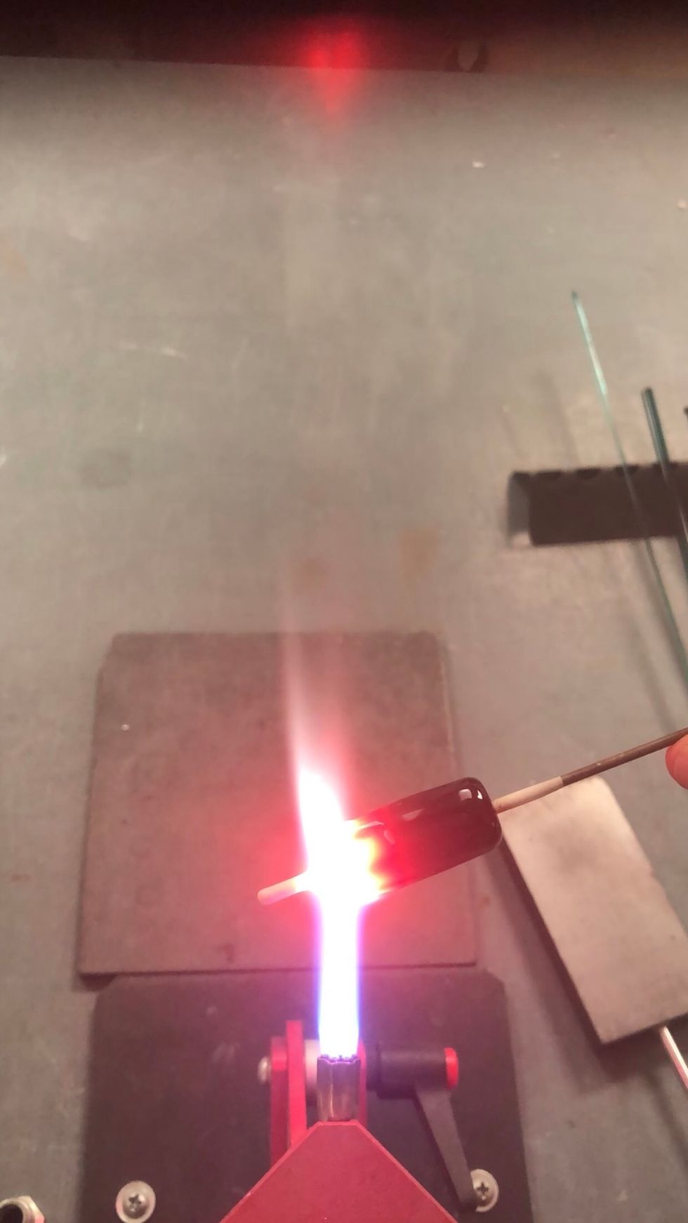 Tilt, and let flow a millimeter or so.