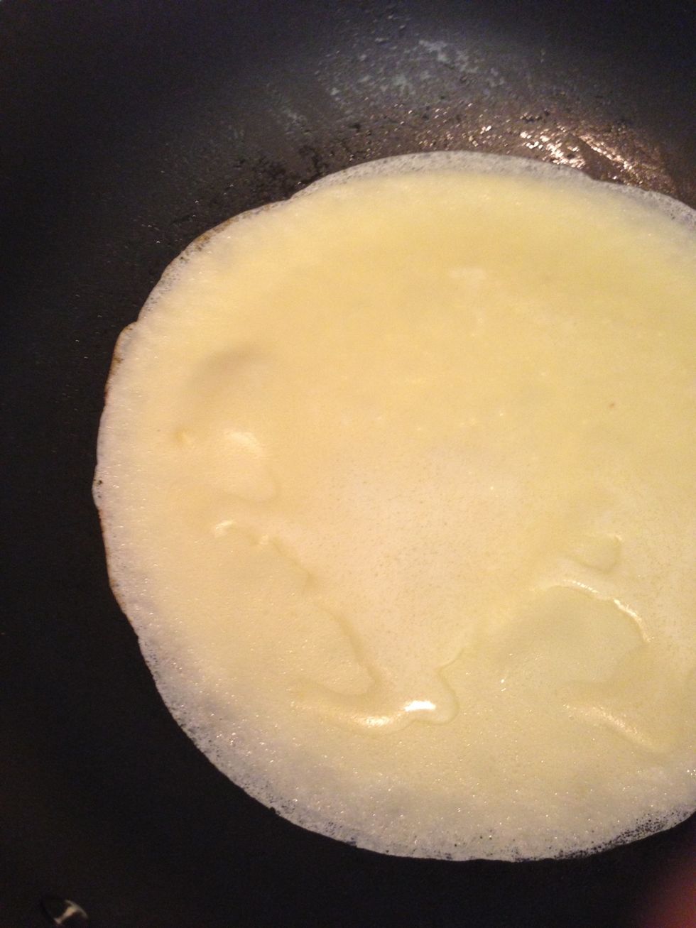 Tilt pan in circular motion to coat evenly