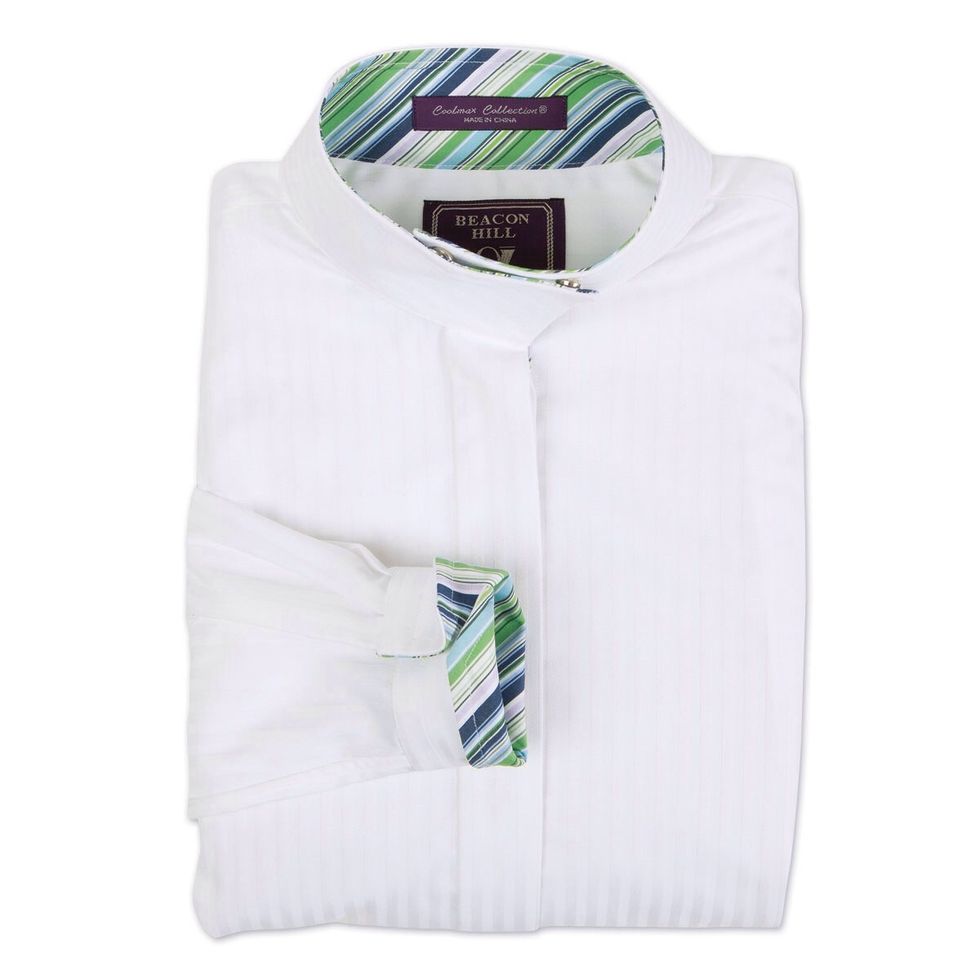 Time for a show shirt. White is the best color (especially in the big eq classes) to get. Essex shirts are really great. They are very popular right now.