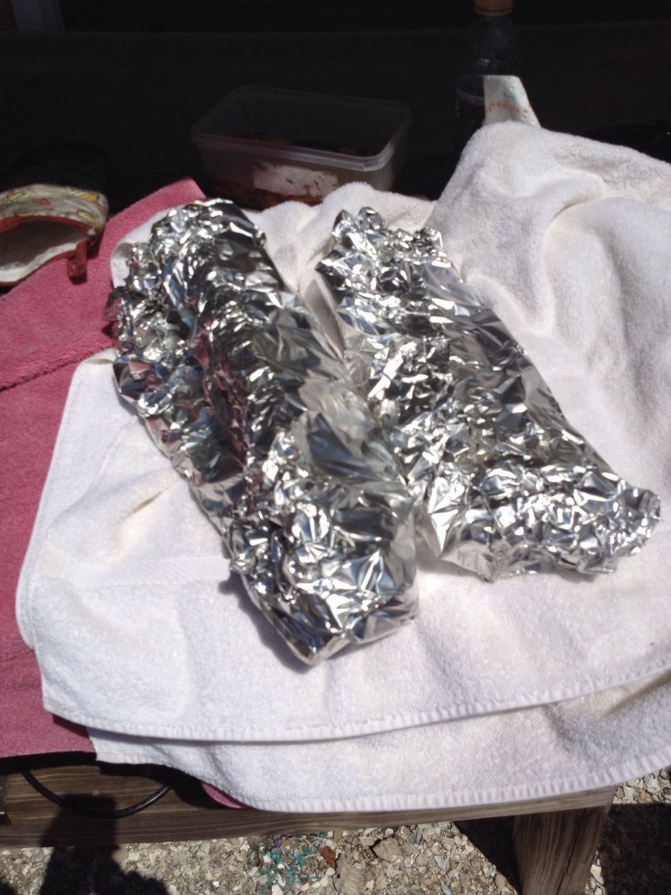 Time for faux cambro. Wrap in towels first