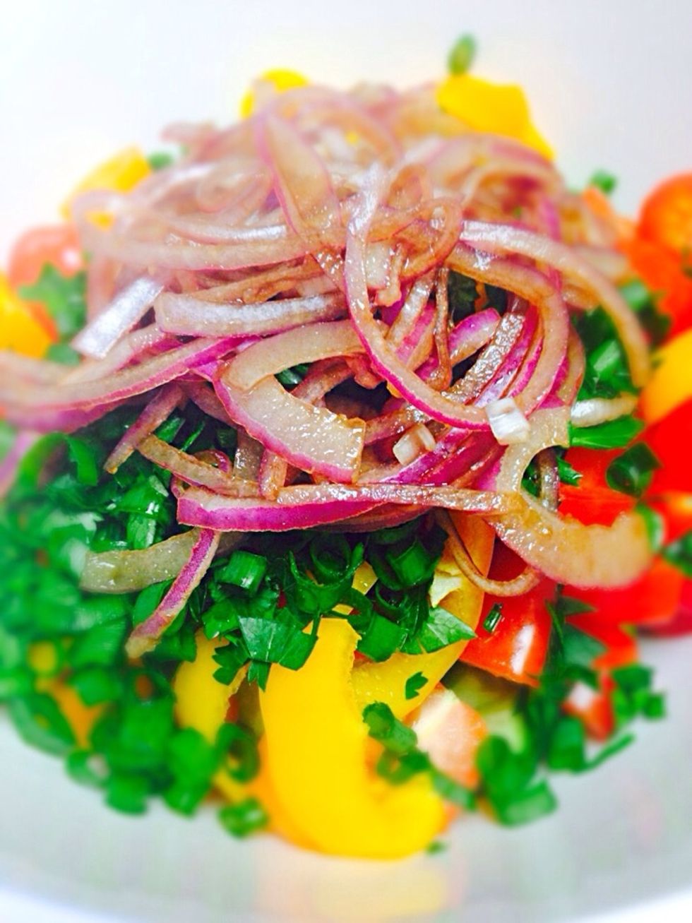 Time to add marinated onion