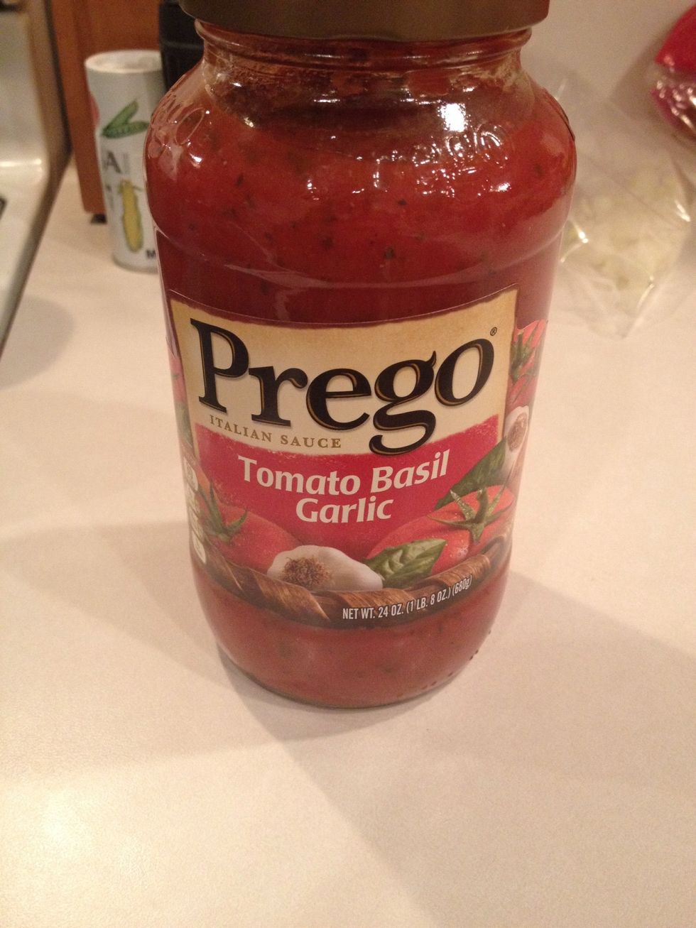 Time to add the sauce! I used this entire jar of Prego. No guilt. \ud83d\ude0a